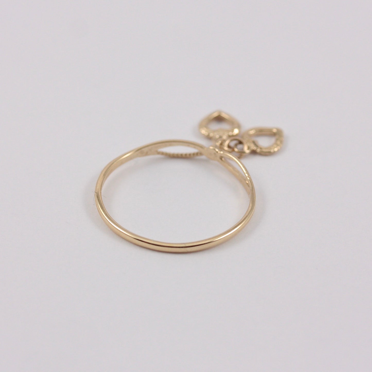Dainty Vintage 9ct Gold Double Heart Dangle Ring