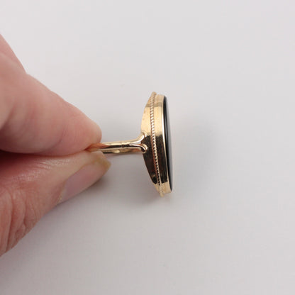 Vintage 9ct Gold and Black Onyx Statement Ring