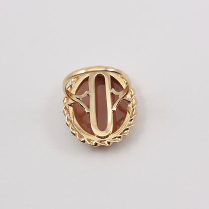 Vintage 9ct Gold Carved Shell Cameo Statement Ring, 1979