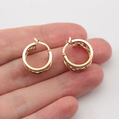 Pre-owned 9ct Gold Wide Open Floral Hoop Earrings