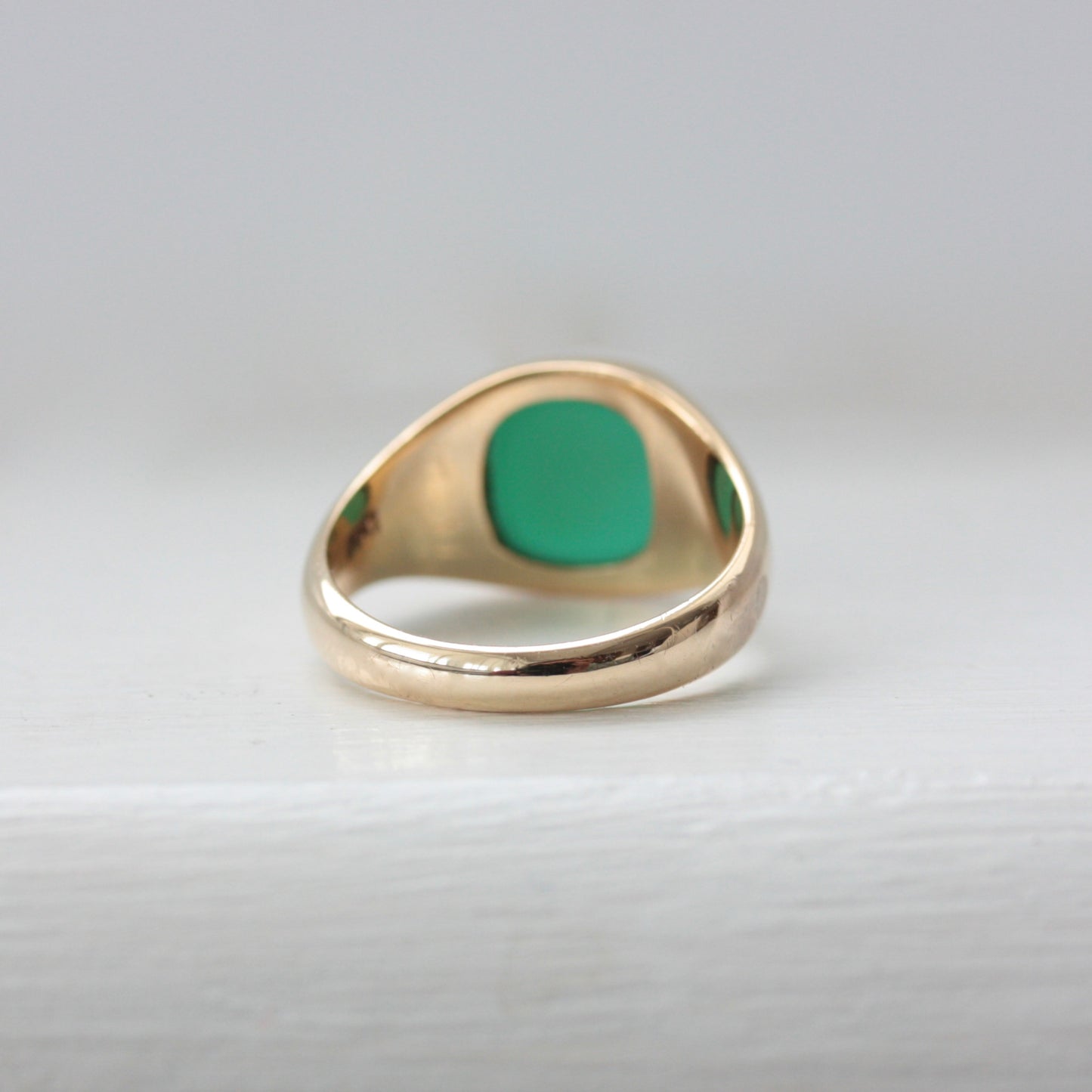 Pre-owned 9ct Gold Green Agate Signet Ring, 2007