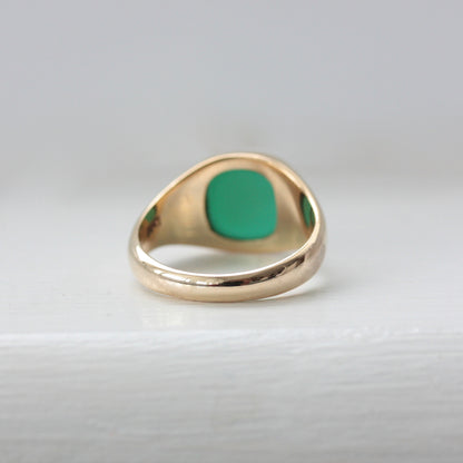 Pre-owned 9ct Gold Green Agate Signet Ring, 2007