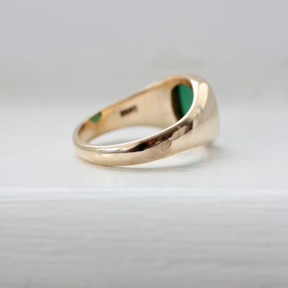 Pre-owned 9ct Gold Green Agate Signet Ring, 2007