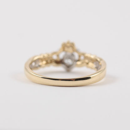 Pre-owned 9ct Yellow and White Gold Claddagh Ring with Diamond