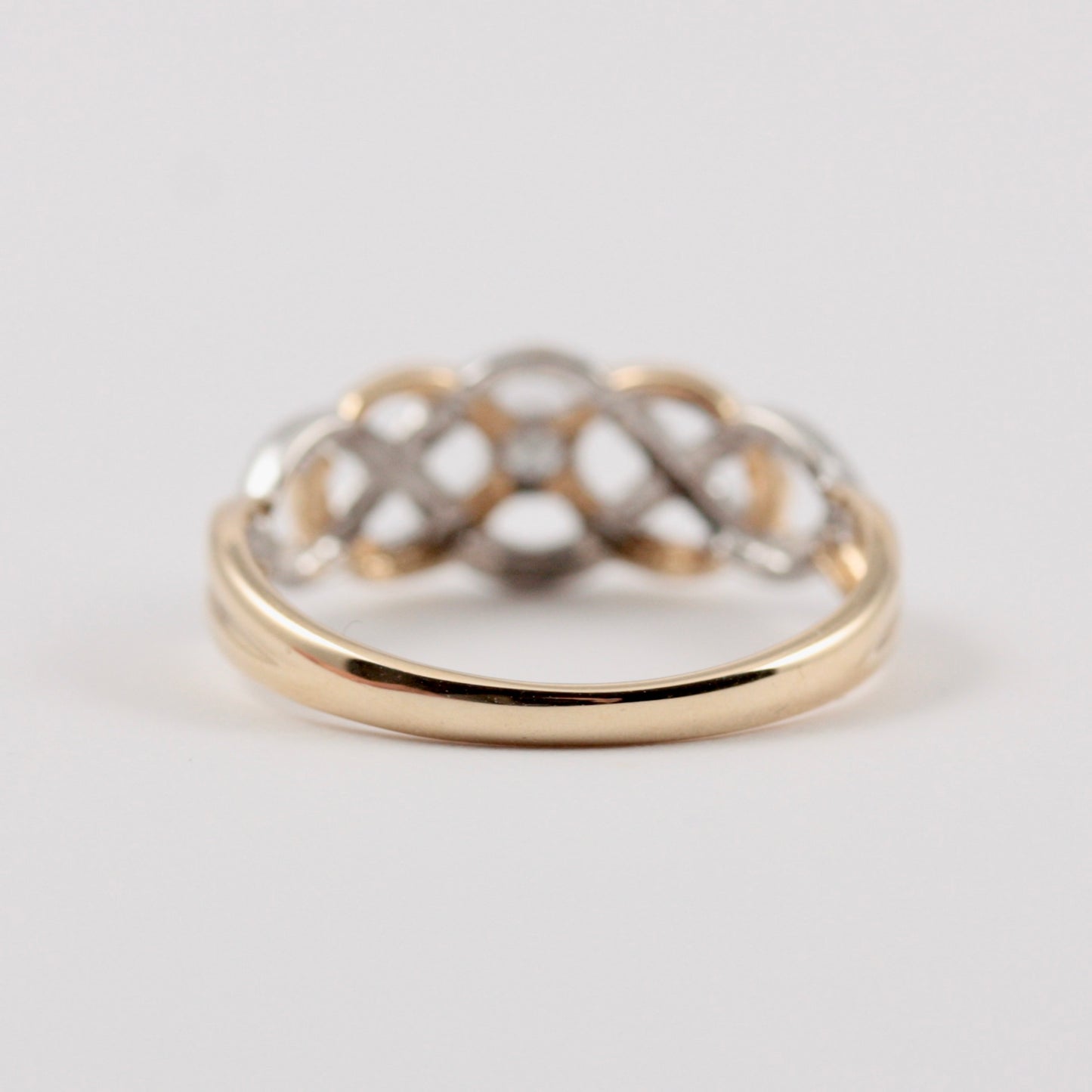 Pre-owned 9ct Yellow and White Gold Celtic Ring with Diamond