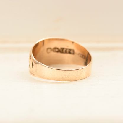 Antique Victorian 9ct Gold 'I CLING TO THEE' Ring, 1896