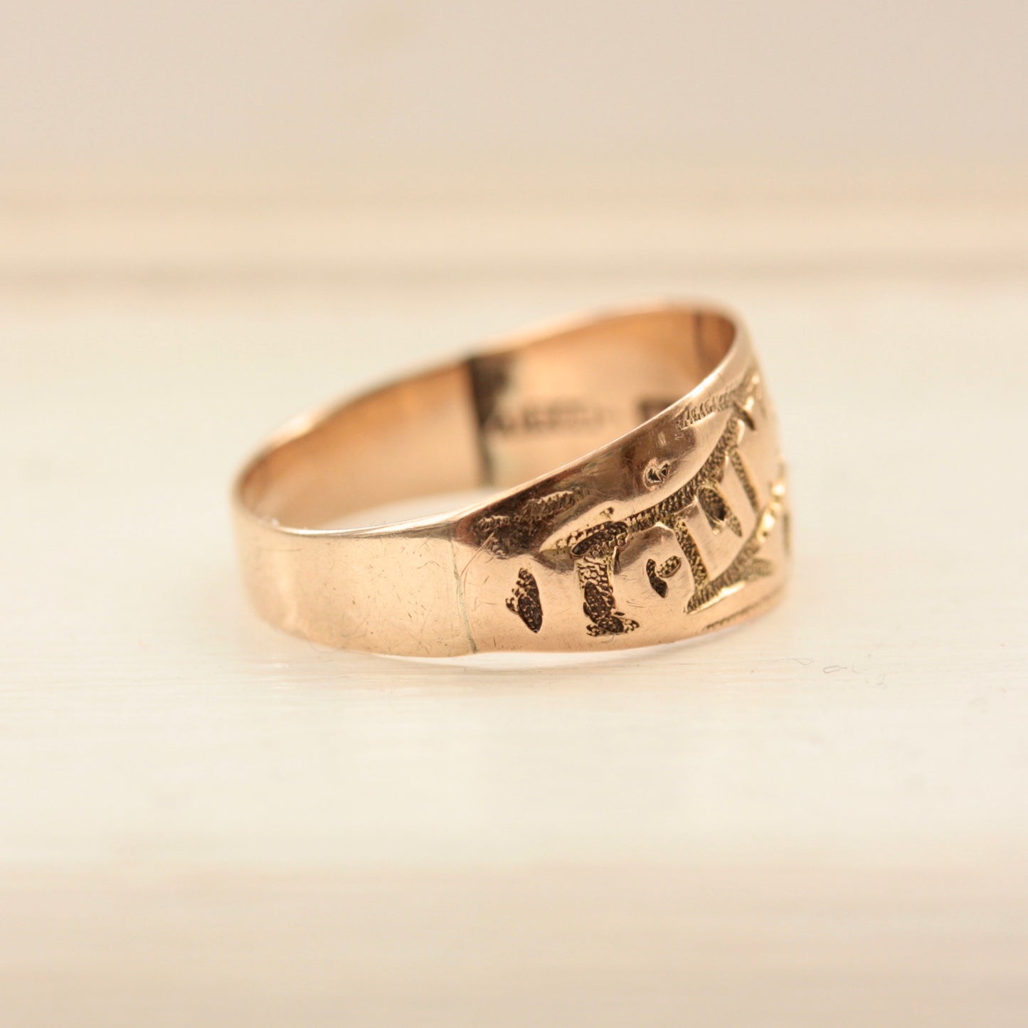Antique Victorian 9ct Gold 'I CLING TO THEE' Ring, 1896