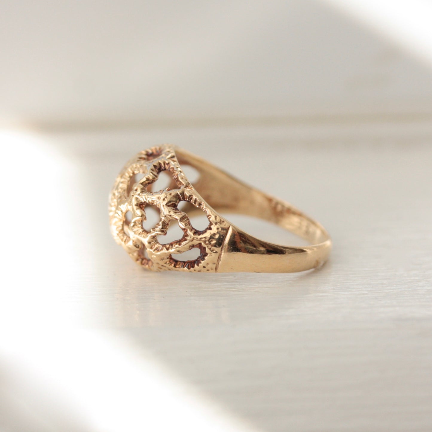 Vintage 9ct Gold Openwork Dome Ring, 1978
