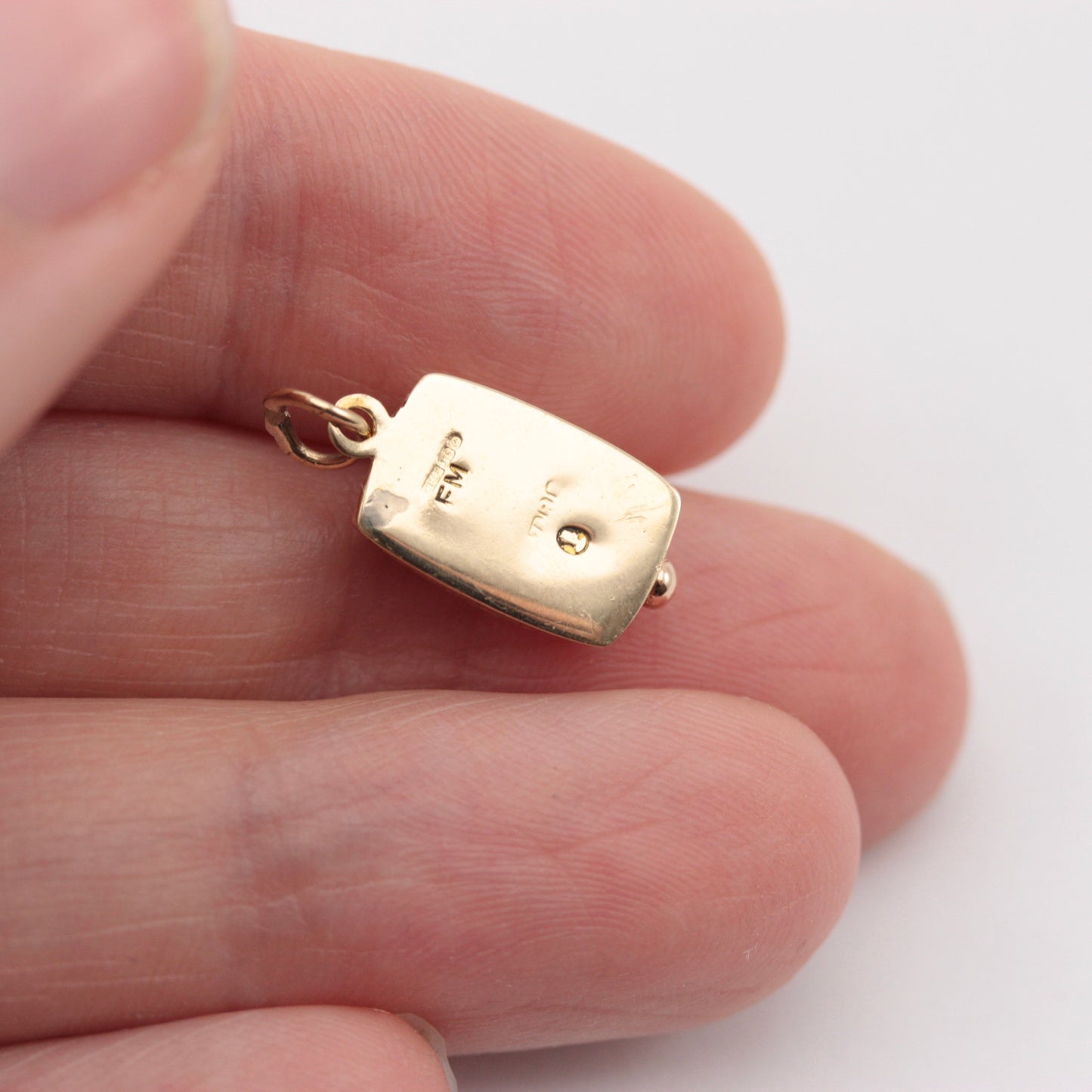 Vintage 9ct Gold Opening Engagement Ring Box Charm, 1952