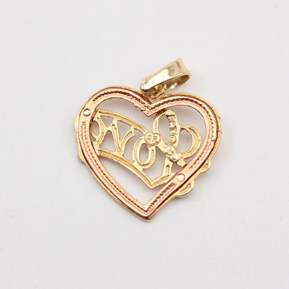 Vintage 9ct Yellow and Rose Gold 'LOVE' Heart Pendant