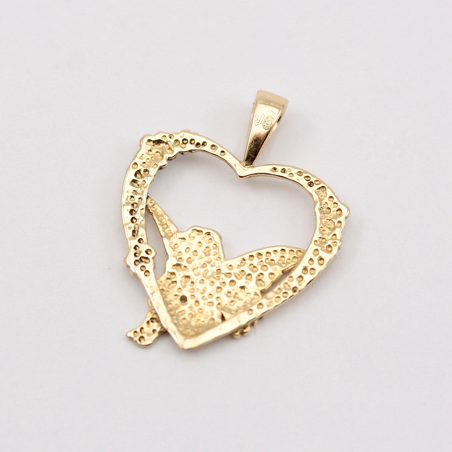 Late Vintage 9ct Yellow and White Gold Fairy Heart Pendant