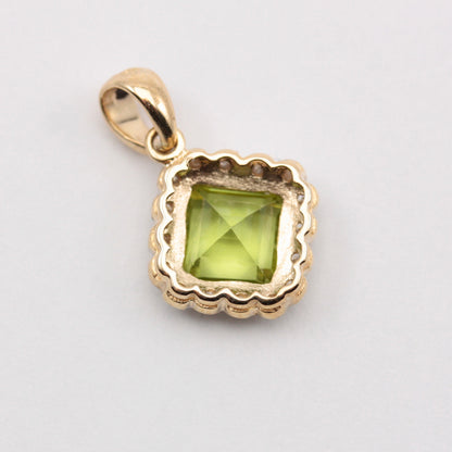 Pre-owned 9ct Gold Peridot Diamond Pendant, Luke Stockley