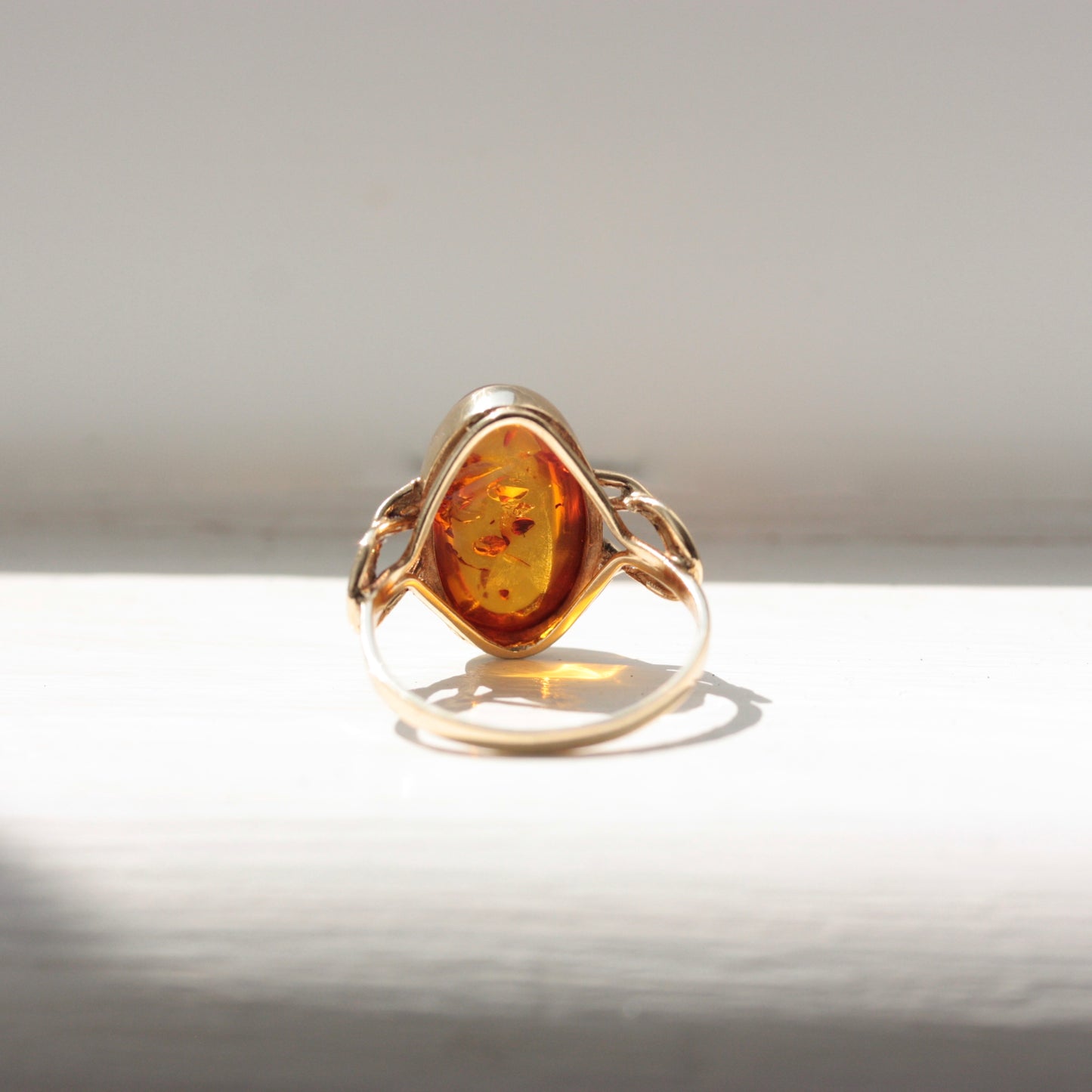 Vintage 9ct Gold and Baltic Amber Ring, 1999