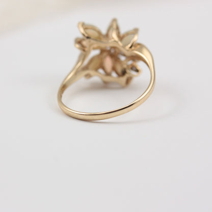 Vintage 9ct Gold Opal and Diamond Cluster Ring, 1992