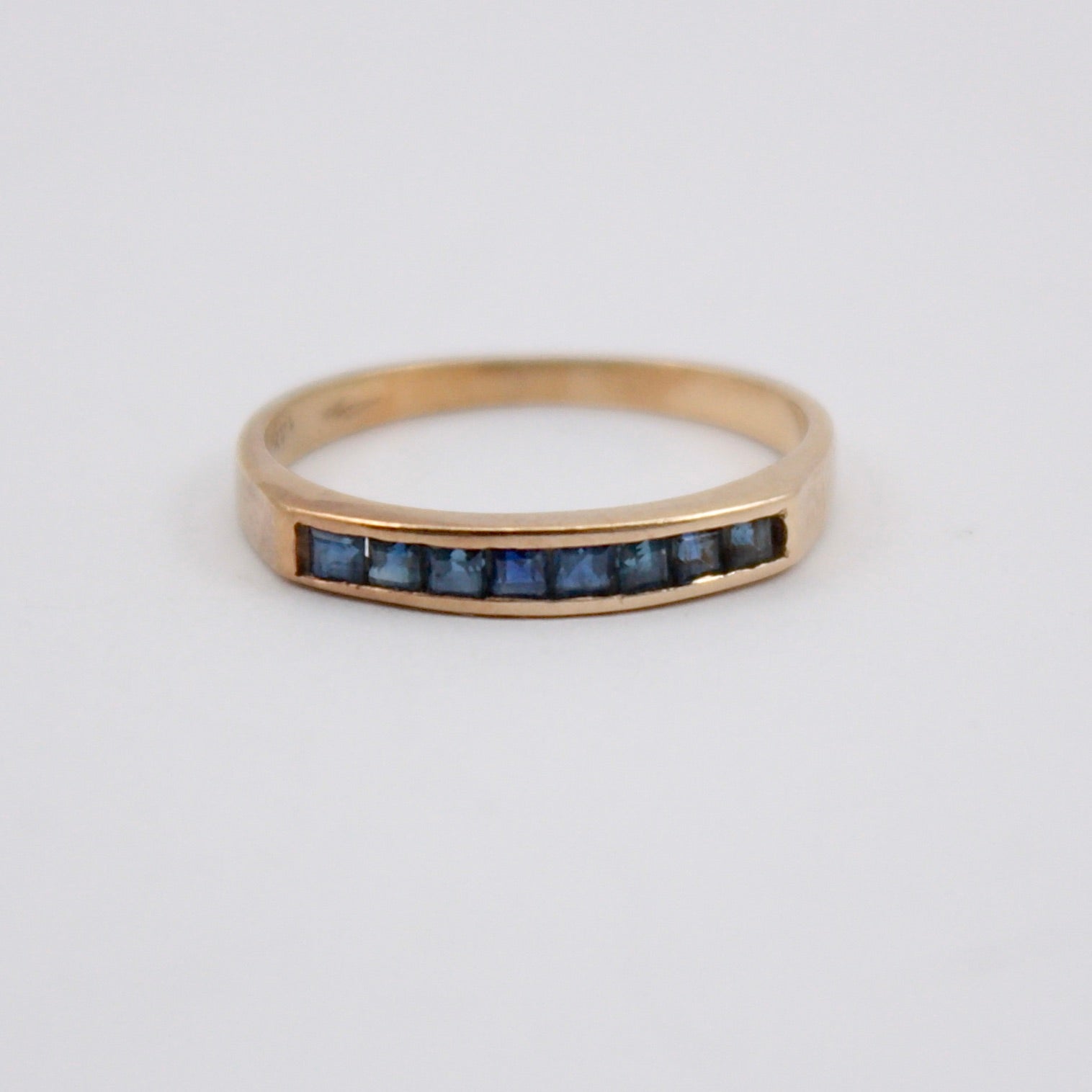 14ct channel set square sapphire ring