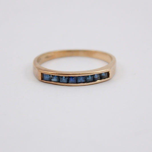 14ct channel set square sapphire ring