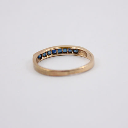 Pre-owned 14ct Gold Channel Set Square Sapphire Ring