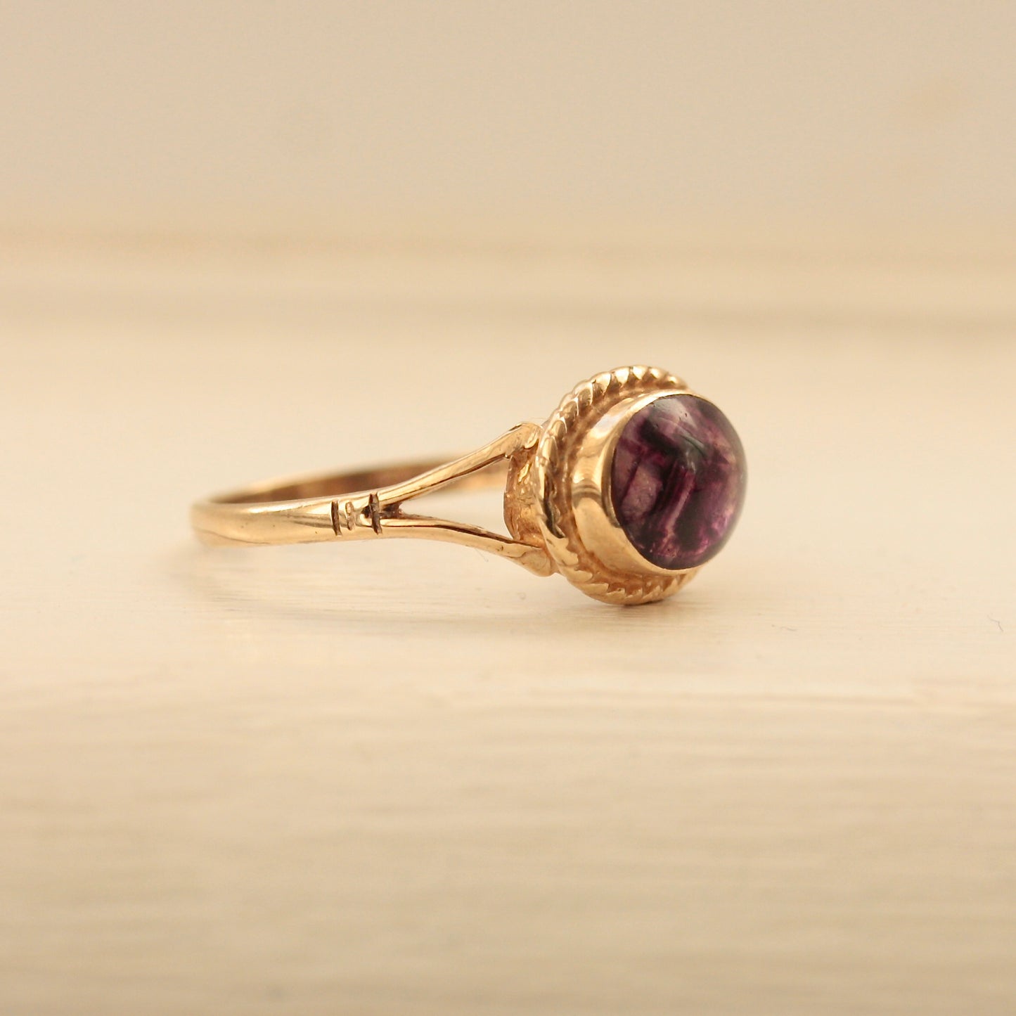 Vintage 9ct Gold Blue John Ring, 1984