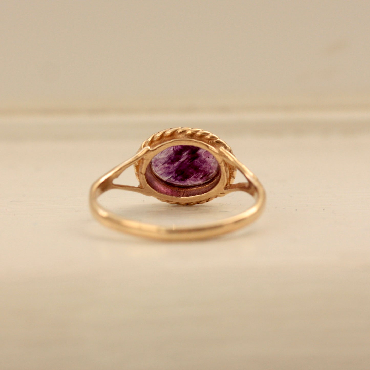 Vintage 9ct Gold Blue John Ring, 1984
