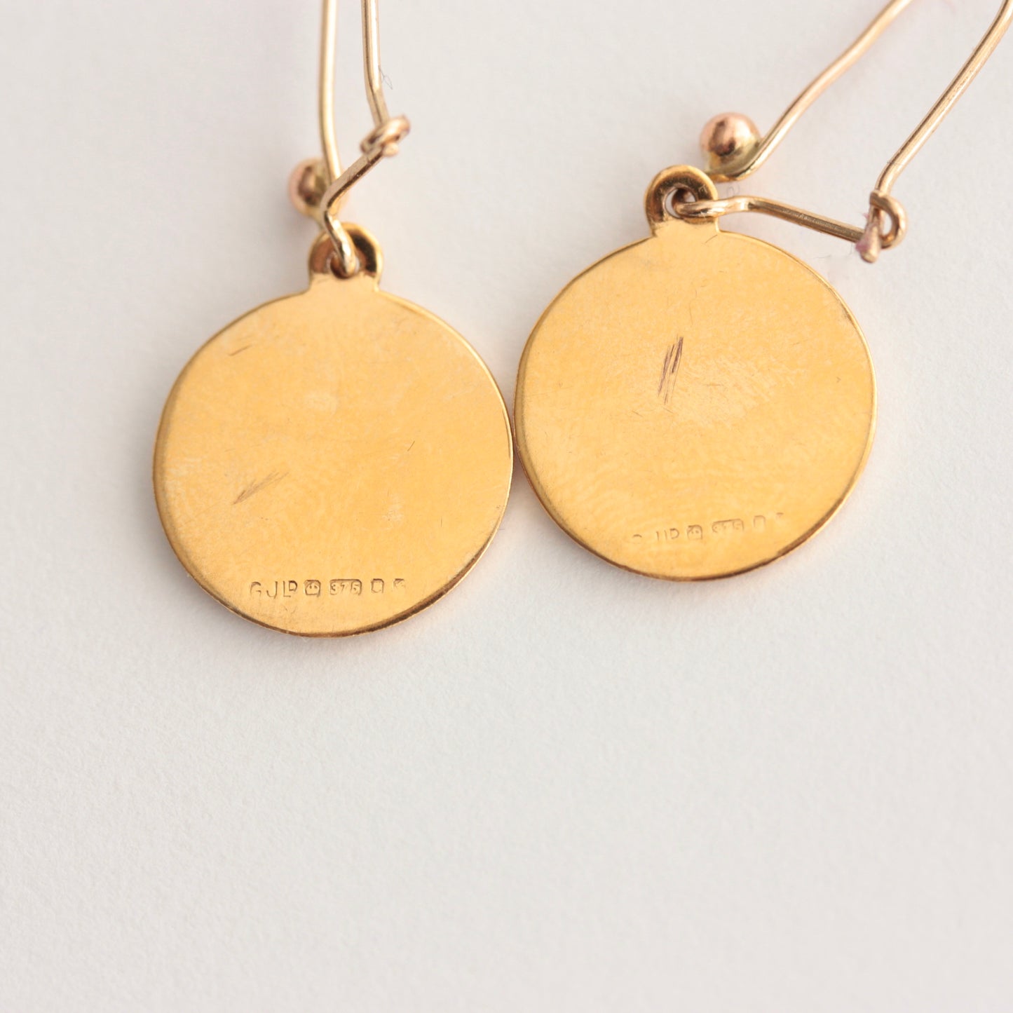 Vintage 9ct Gold Virgin Mary Coin Style Earrings, Georg Jensen Ltd