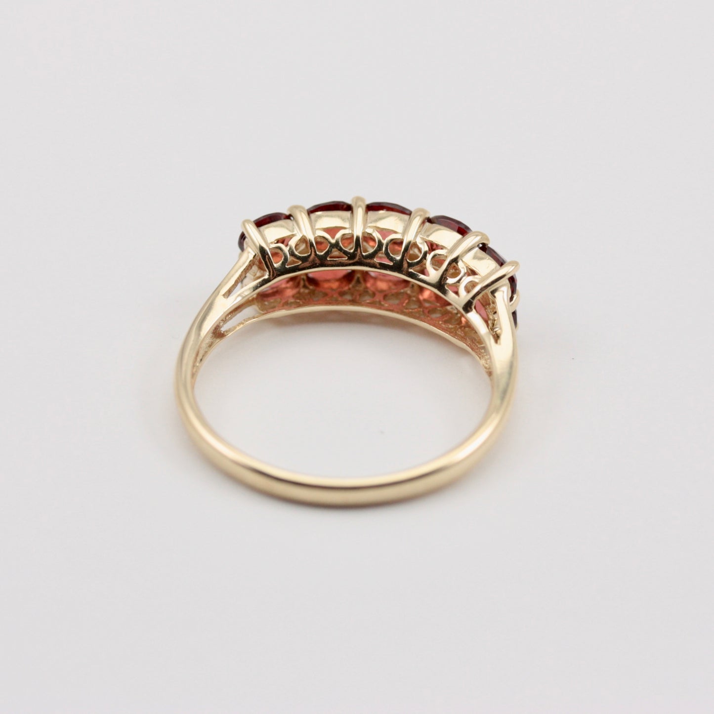 Pre-owned 9ct Gold Garnet Diamond Double Row Ring