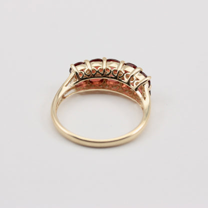 Pre-owned 9ct Gold Garnet Diamond Double Row Ring