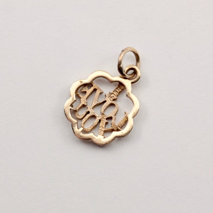 Vintage 9ct Gold Scalloped Edge 'I LOVE YOU' Charm, 1972