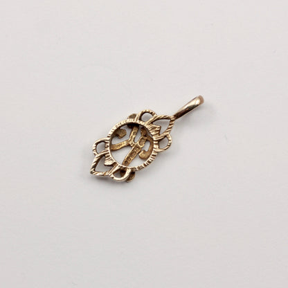 Vintage 9ct Gold Letter K Initial Pendant, 1979
