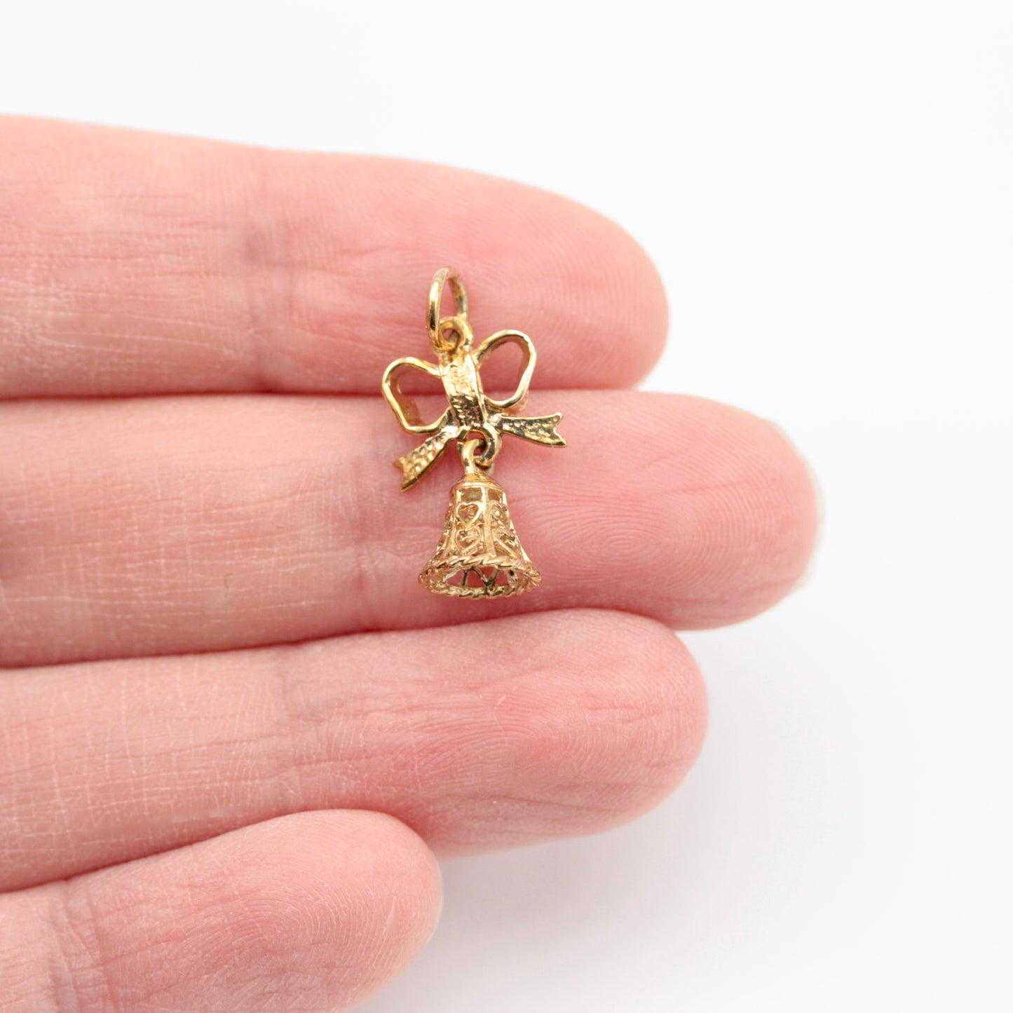 Vintage 9ct Gold Christmas Bell Charm, 1979