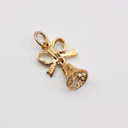 Vintage 9ct Gold Christmas Bell Charm, 1979