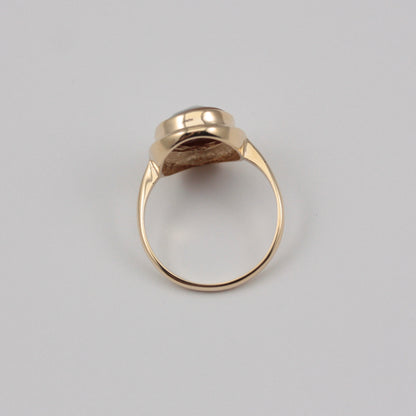 Vintage 9ct Gold Carved Shell Cameo Ring, Early 1970s