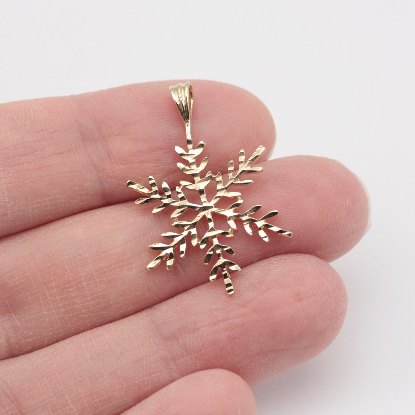 Vintage 9ct Gold Snowflake Pendant, 1979