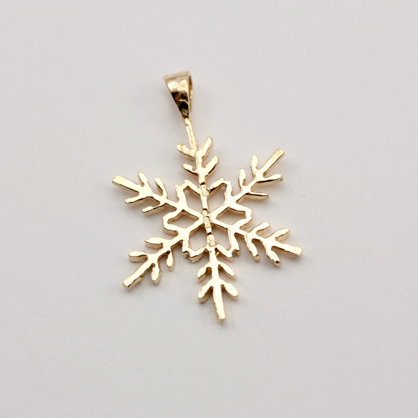 Vintage 9ct Gold Snowflake Pendant, 1979