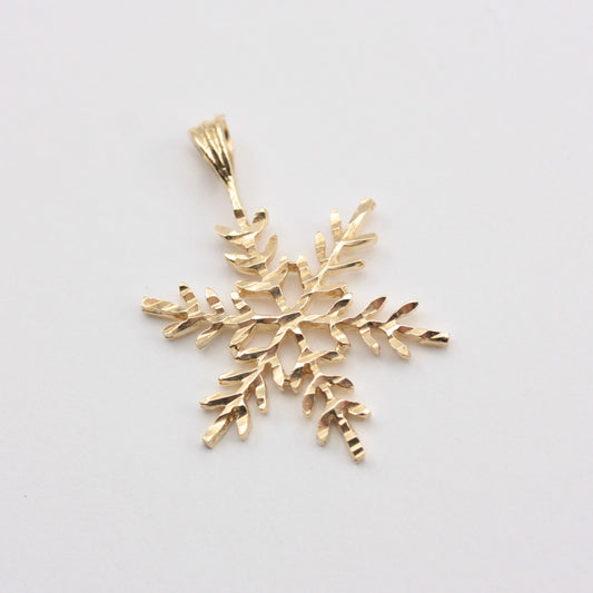 Vintage 9ct Gold Snowflake Pendant, 1979