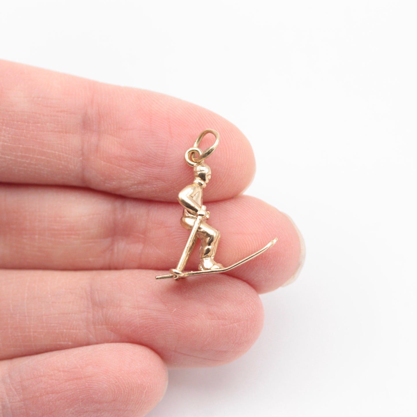 Vintage 9ct Gold Skier Charm, 1966