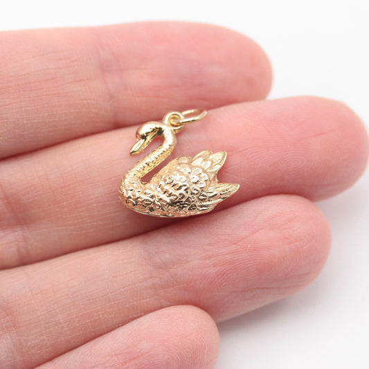 Vintage 9ct Gold Swan Charm, 1975