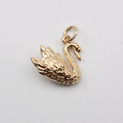 Vintage 9ct Gold Swan Charm, 1975