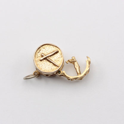 Vintage 9ct Gold Opening Drum Charm with Trumpeter, NUVO, 1961