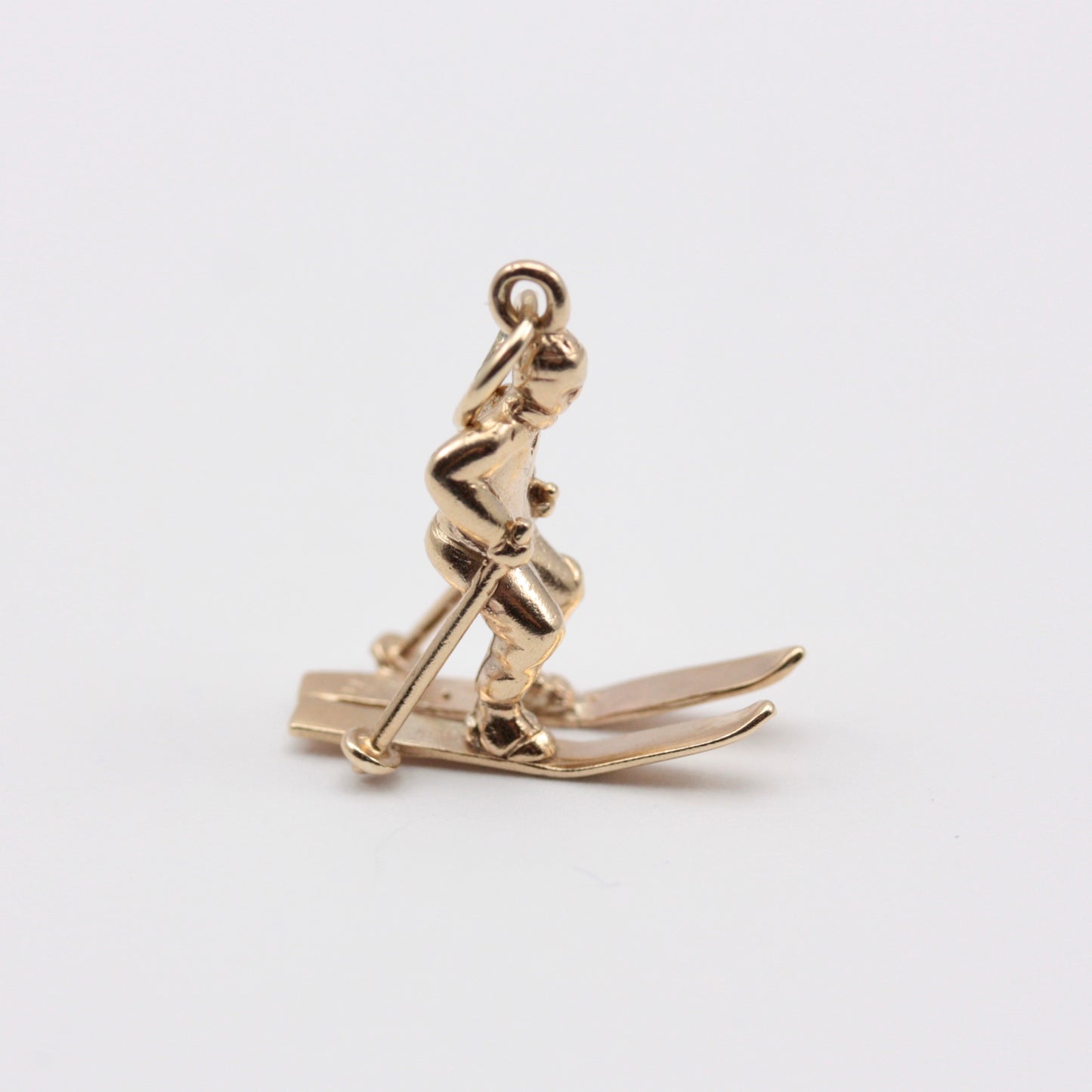Vintage 9ct Gold Skier Charm, 1966