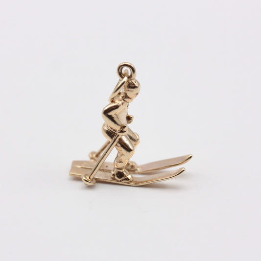 Vintage 9ct Gold Skier Charm, 1966