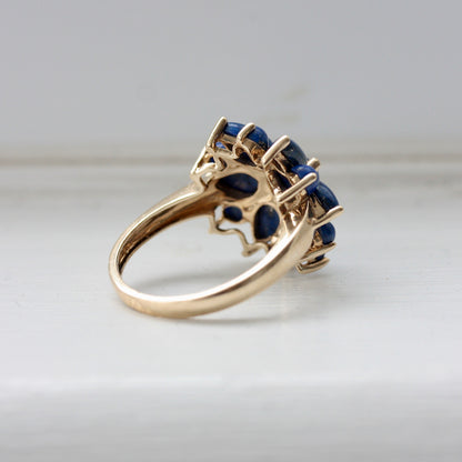 Pre-owned 9ct Gold Lapis Lazuli Flower Cluster Ring, 2008