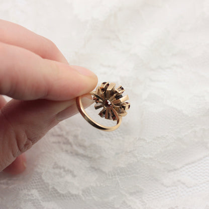 Vintage 9ct Gold and Garnet Starburst Ring, 1972