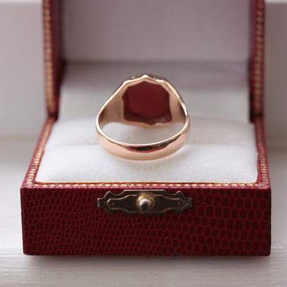 Antique Victorian 9ct Gold Sardonyx Shield Signet Ring, 1896