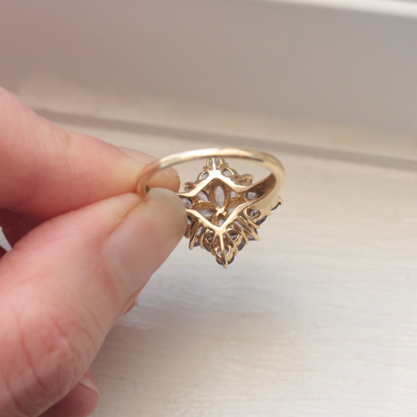 Pre-owned 9ct Gold Tanzanite Cluster Ring, Modern