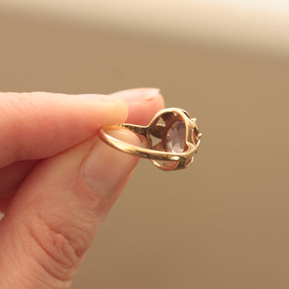 Vintage 9ct Gold Flower Set Amethyst Ring, 1969