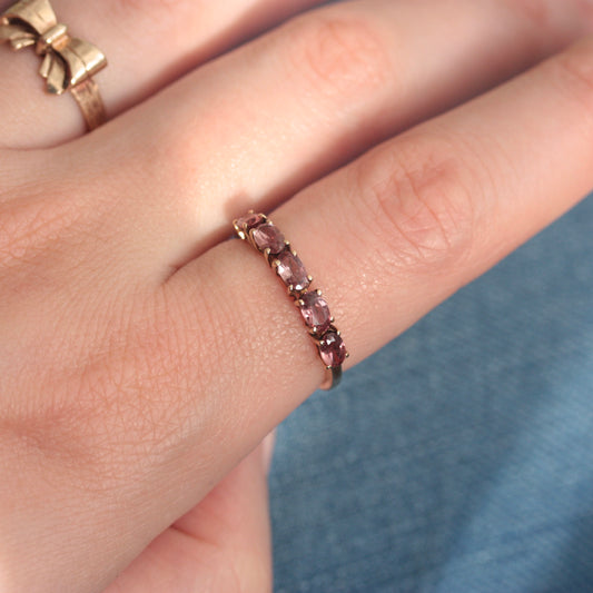Pre-owned 9ct Gold Pink Gem 5 Stone Ring, 2015