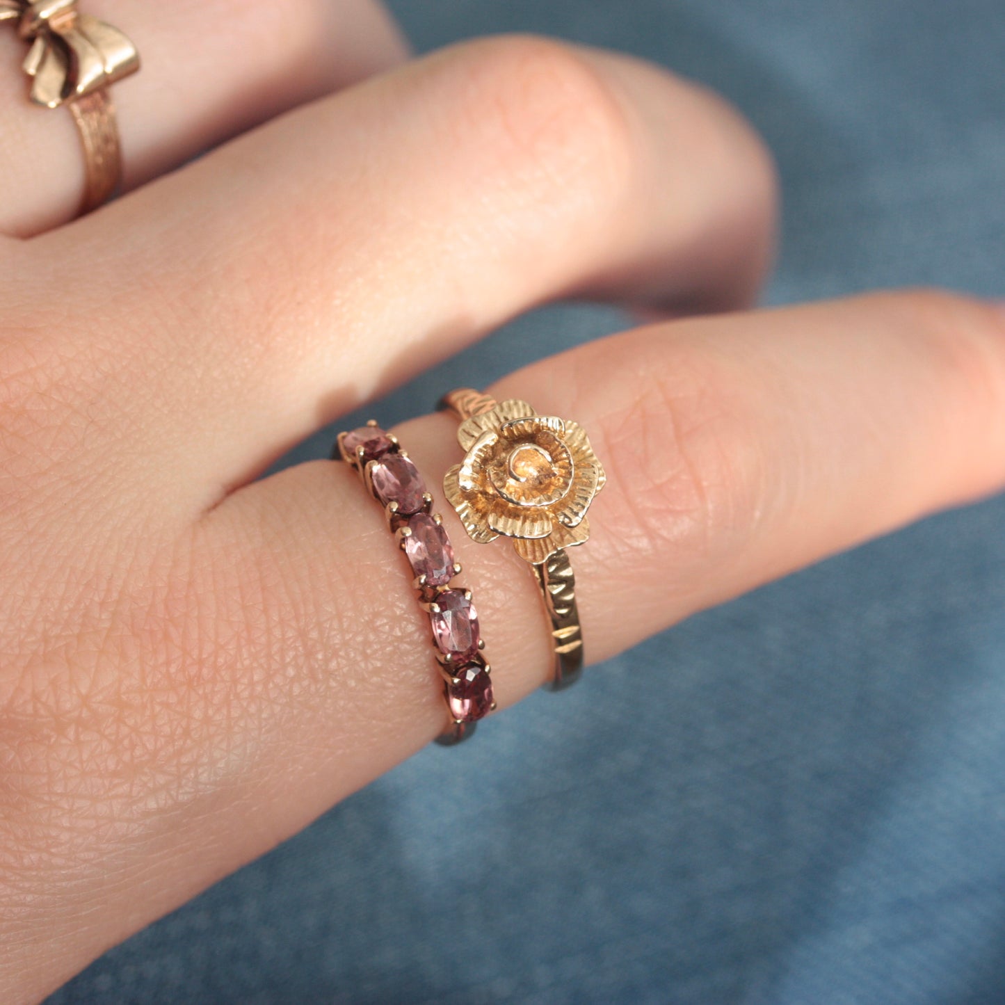 Vintage 9ct Yellow Gold Rose Ring, 1980