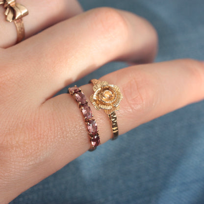 Vintage 9ct Yellow Gold Rose Ring, 1980