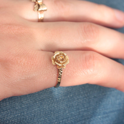 Vintage 9ct Yellow Gold Rose Ring, 1980