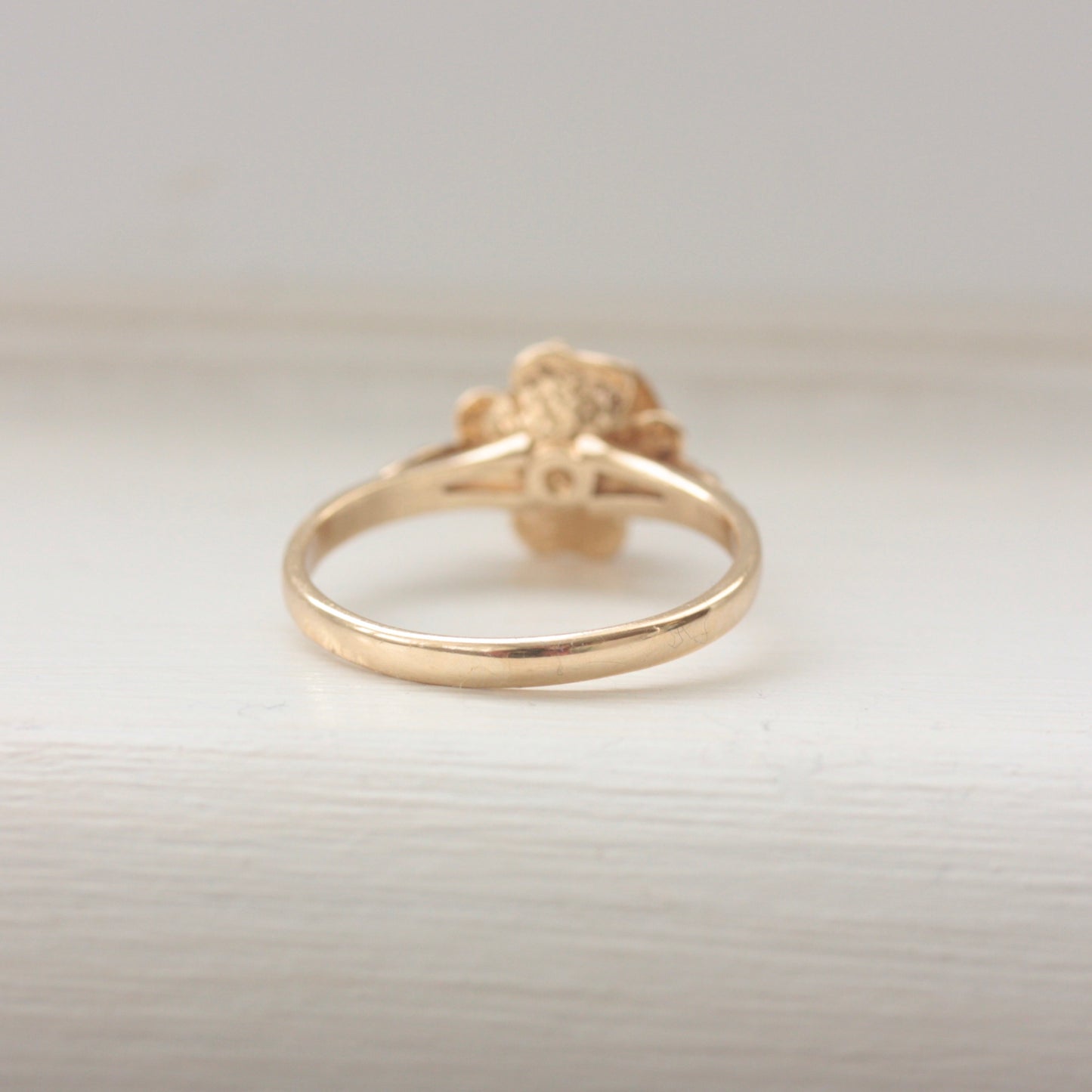 Vintage 9ct Yellow Gold Rose Ring, 1980